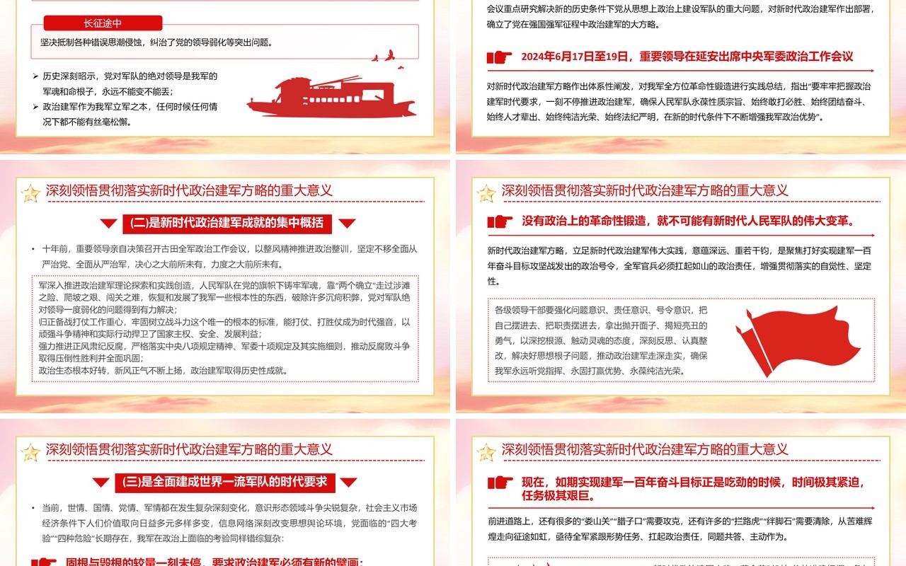 红色党政风落实新时代政治建军方略PPT模板(1)
