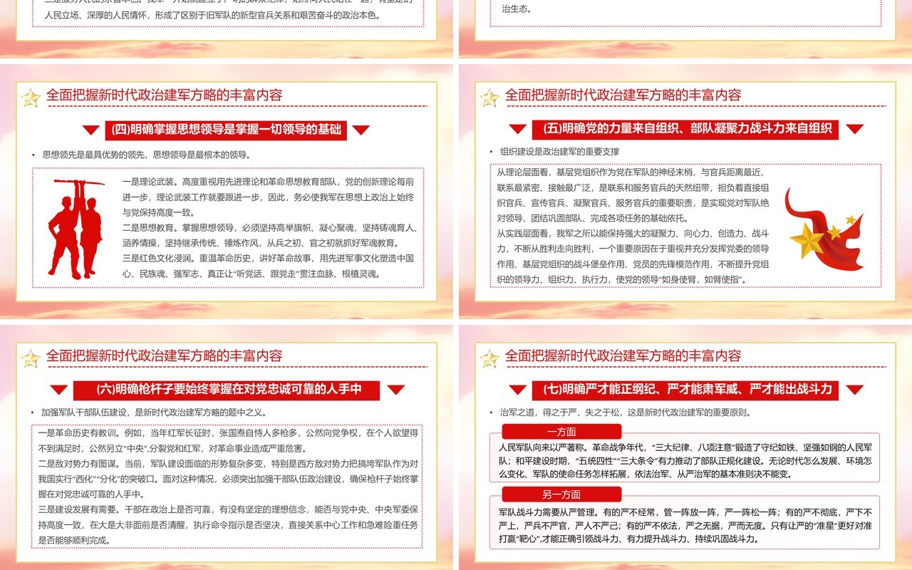 红色党政风落实新时代政治建军方略PPT模板(1)