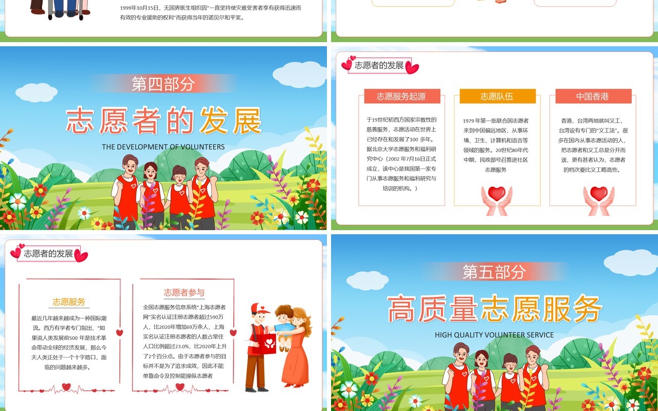 蓝色卡通风中国青年志愿者服务日PPT模板