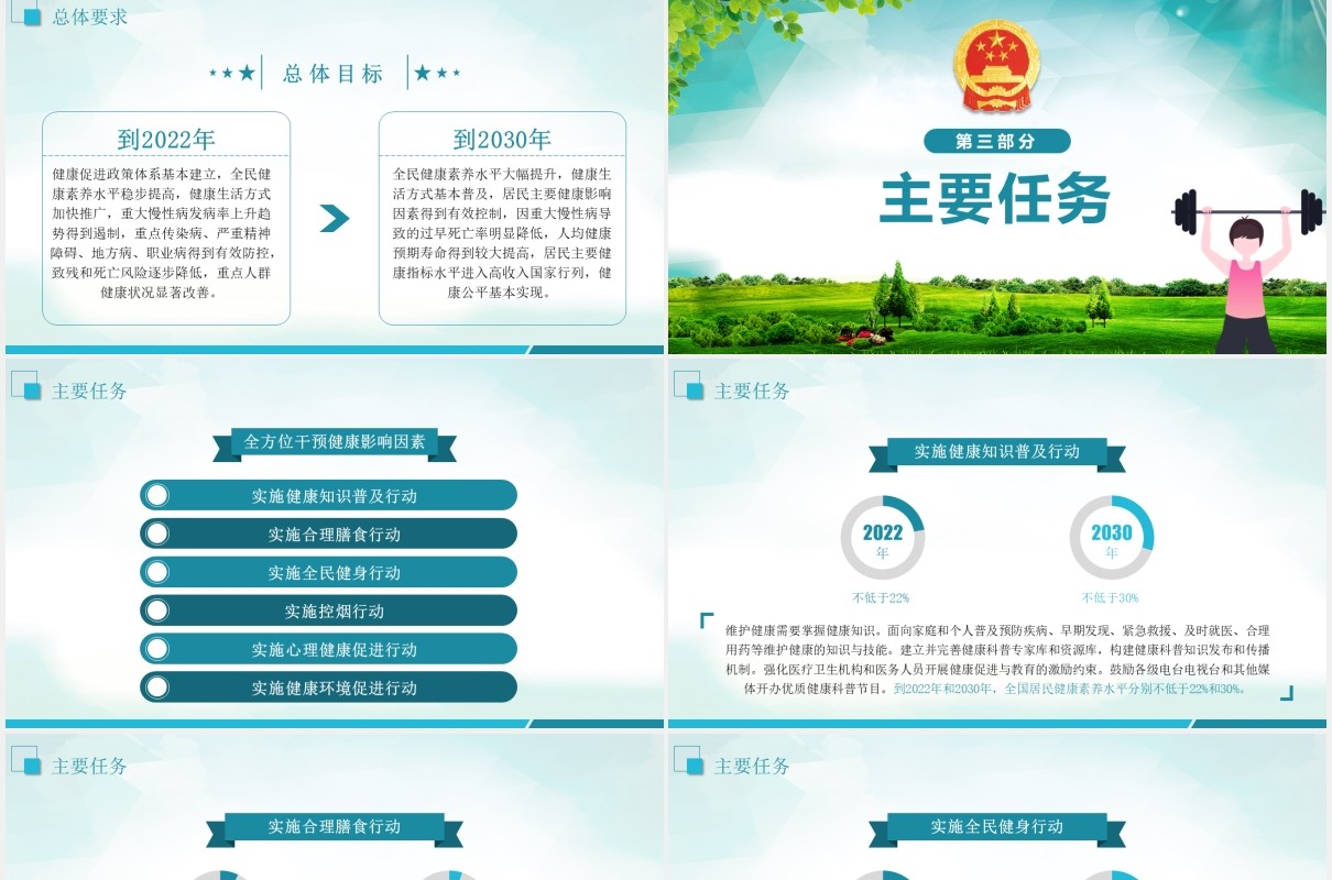 国务院关于实施健康中国行动的意见学习解读党课党建PPT模板