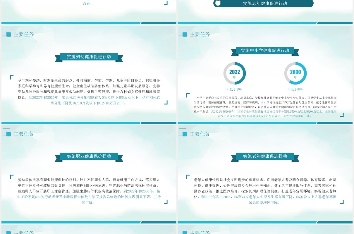 国务院关于实施健康中国行动的意见学习解读党课党建PPT模板