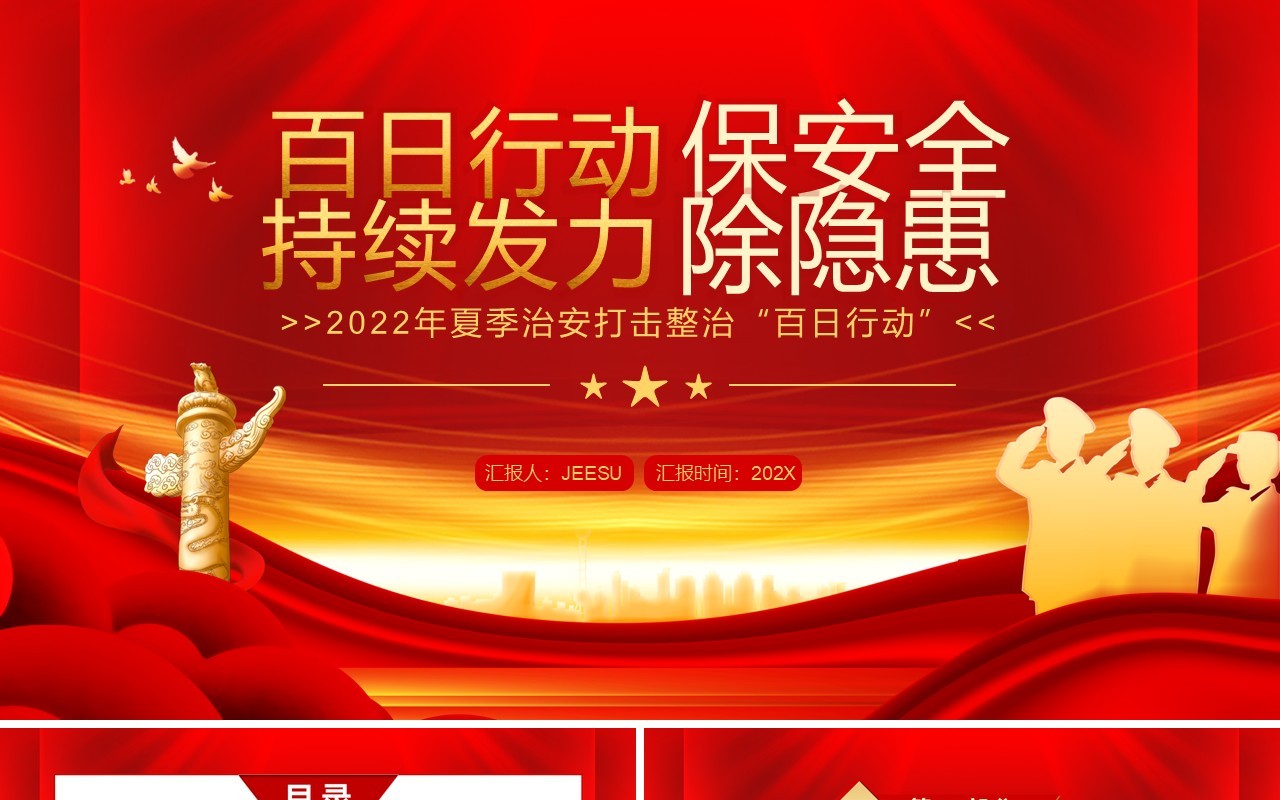 百日行动保安全持续发力除隐患PPT模板