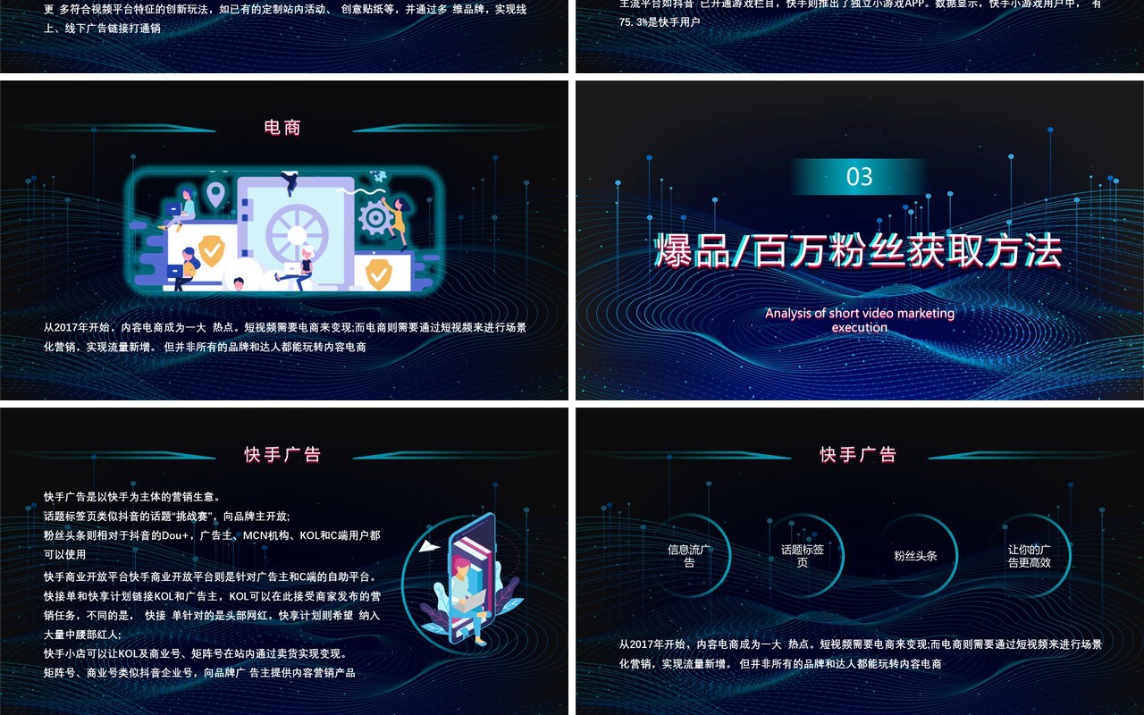 蓝色科技风互联网短视频营销执行解析运营详细PPT模板
