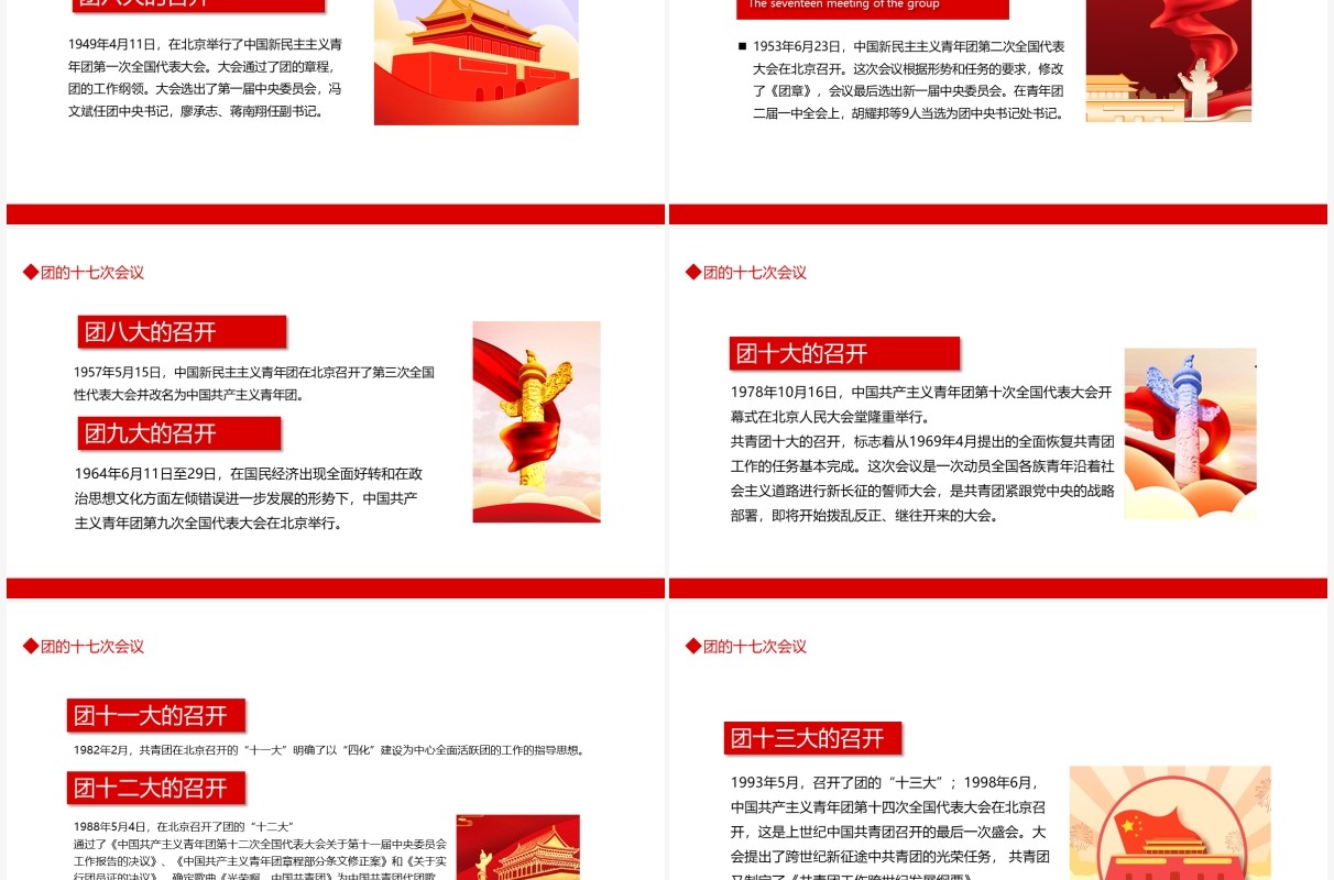 共青团的光辉历史动态PPT模板