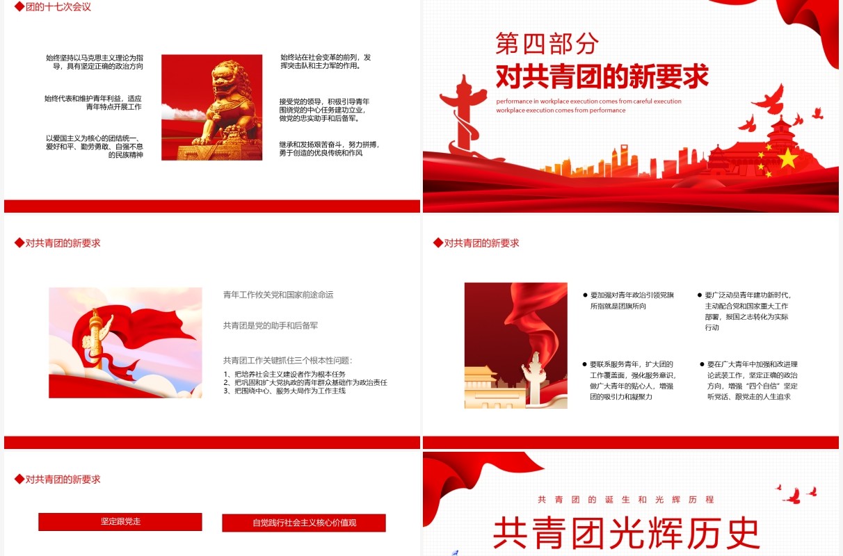 共青团的光辉历史动态PPT模板