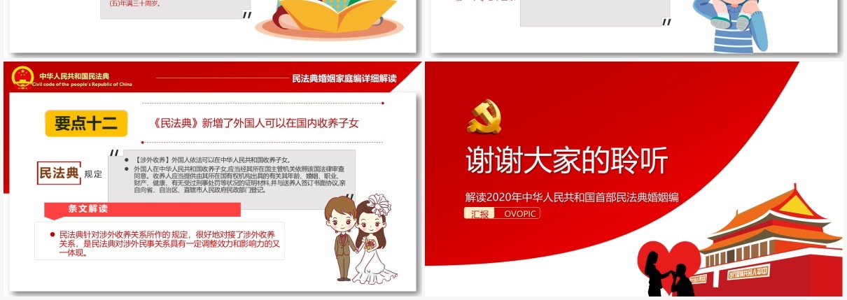 红色党课2020年首部民法典婚姻编详细解读PPT模板