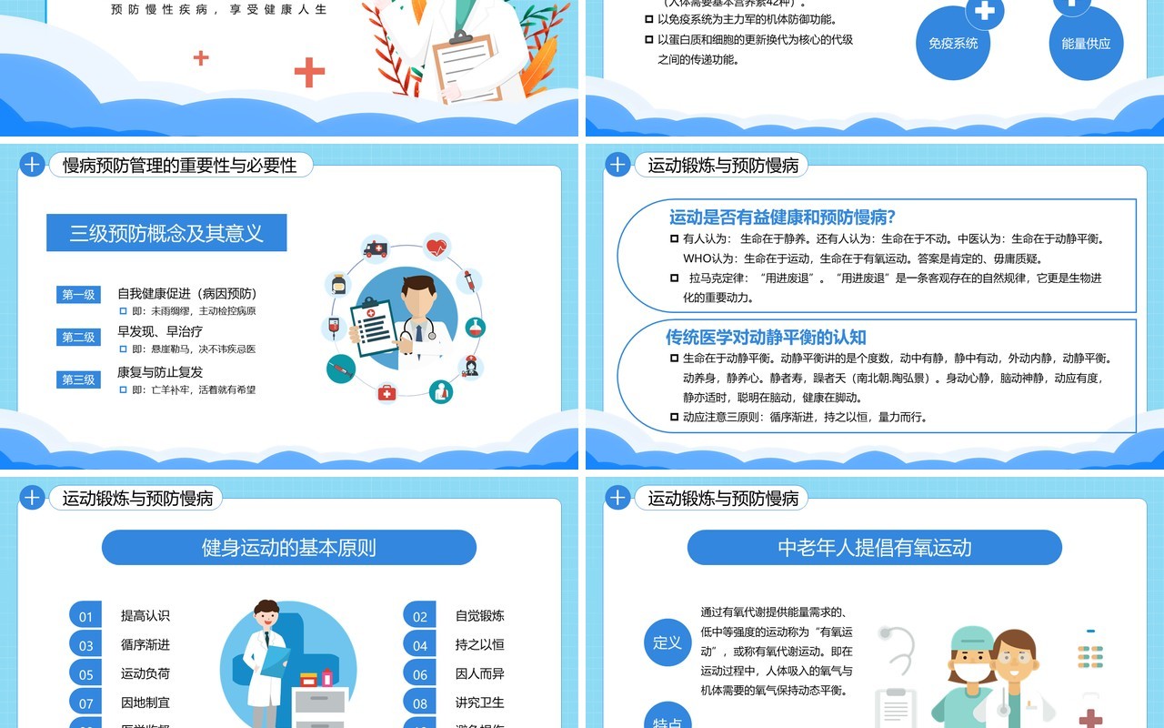 蓝色卡医疗慢性病预防与健康管理PPT模板