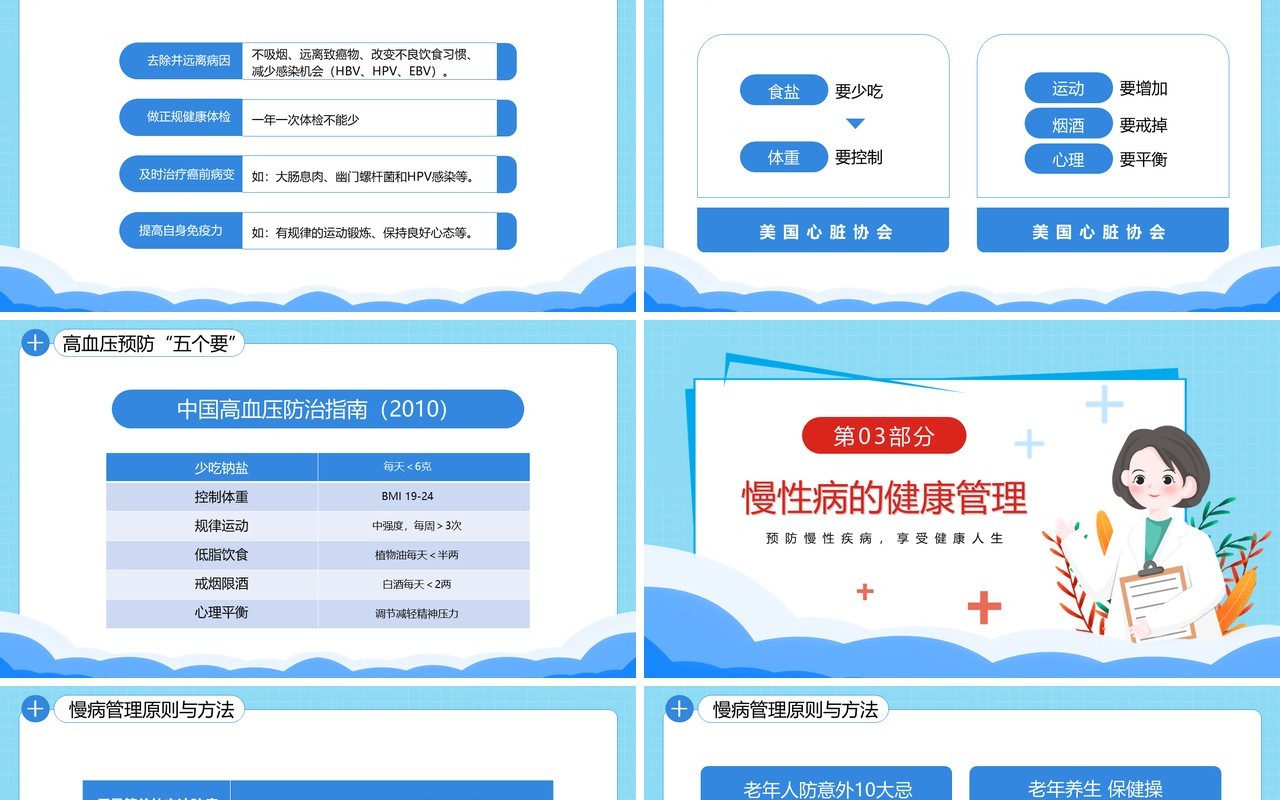 蓝色卡医疗慢性病预防与健康管理PPT模板