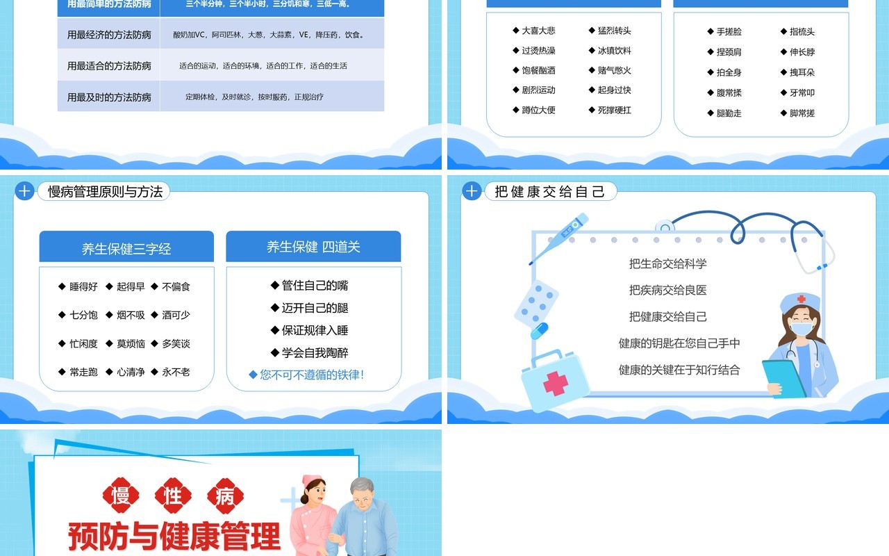 蓝色卡医疗慢性病预防与健康管理PPT模板