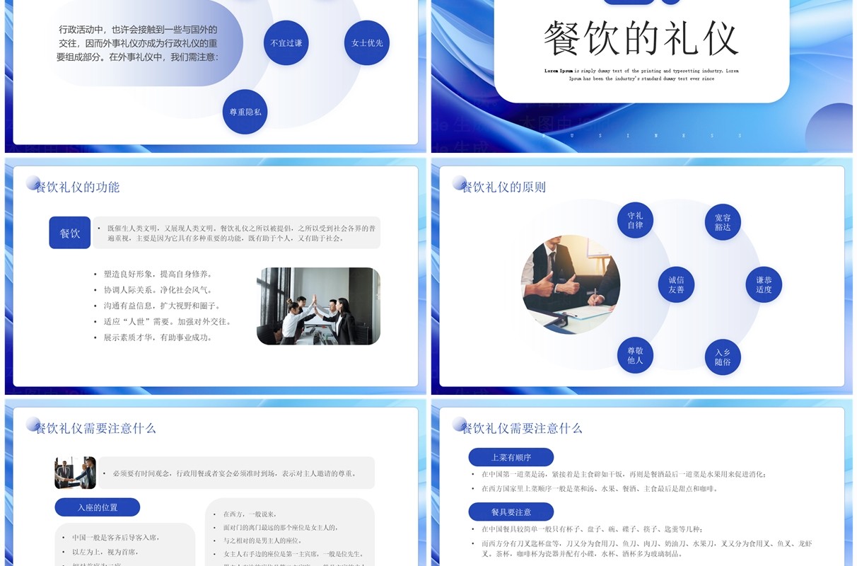 蓝色商务风行政礼仪培训PPT模板