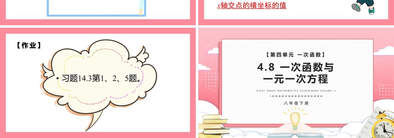 部编版八年级数学下册一次函数与一元一次方程课件PPT模板