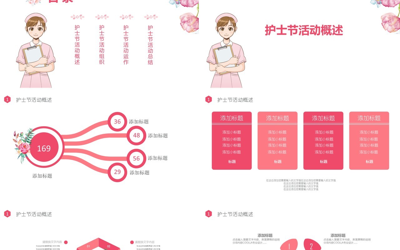 粉色温馨国际护士节活动主题介绍PPT模板