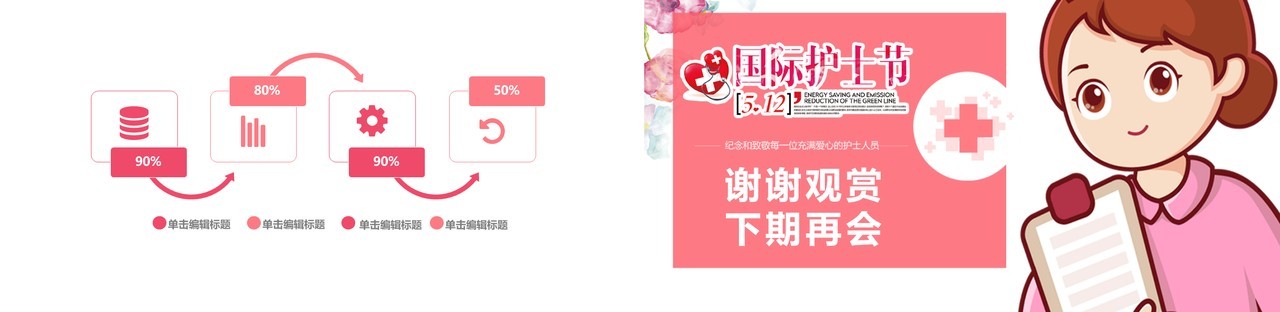 粉色温馨国际护士节活动主题介绍PPT模板