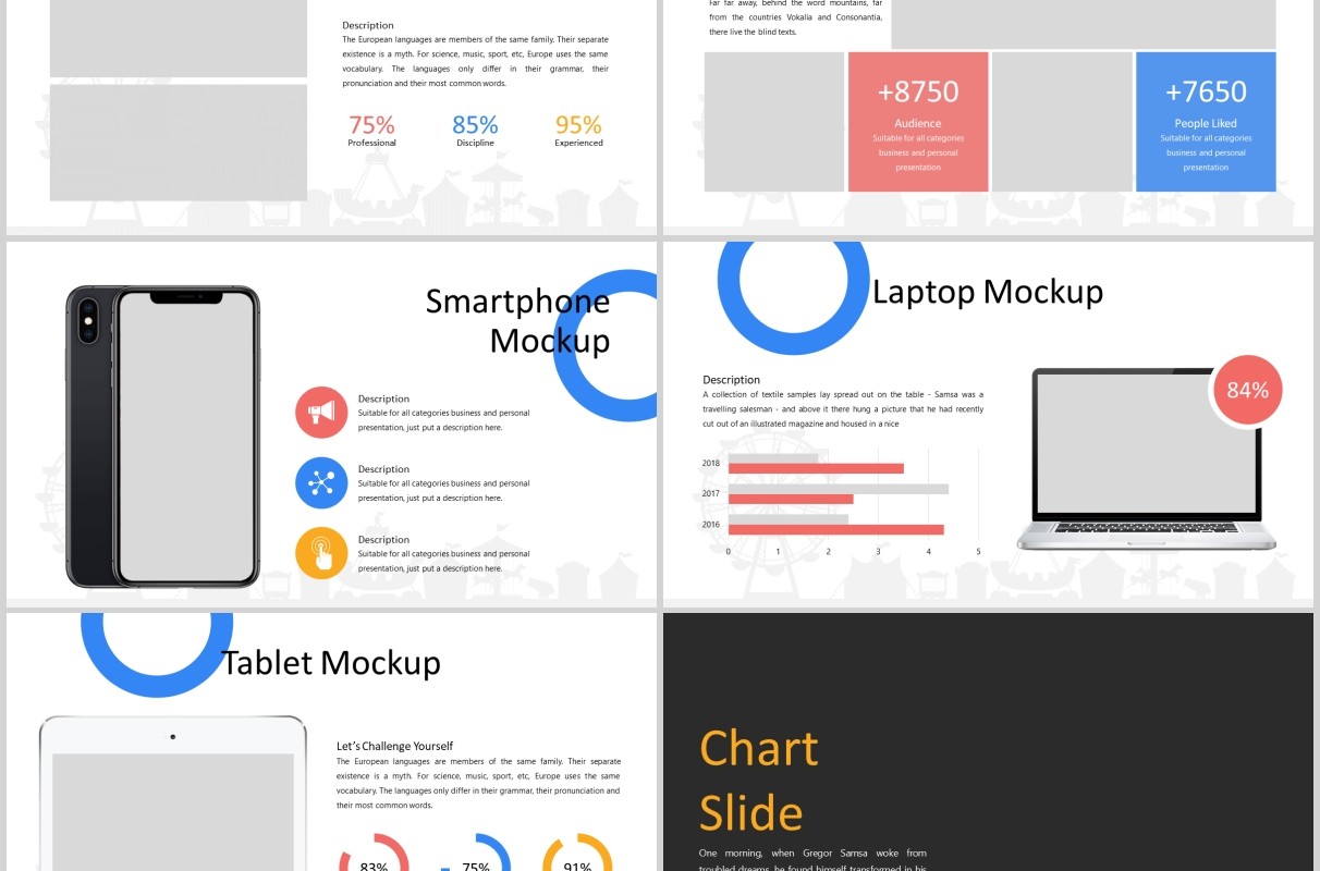 仙境主题公园宣传介绍PPT图片排版模板Wonderland - Theme Park Powerpoint Template