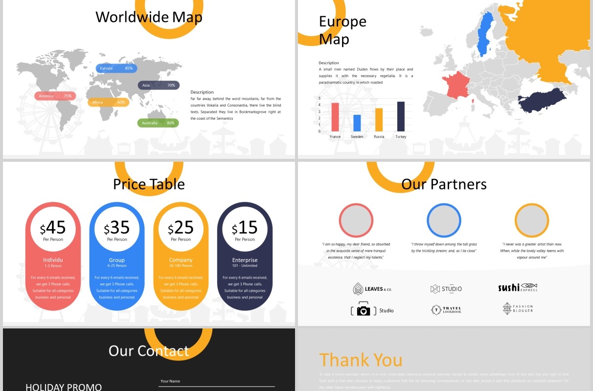 仙境主题公园宣传介绍PPT图片排版模板Wonderland - Theme Park Powerpoint Template