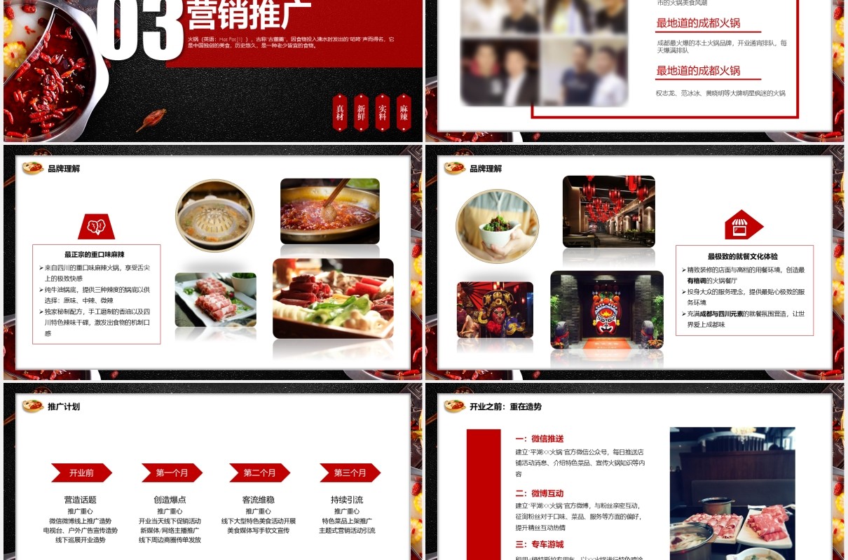 黑色餐饮美食手工老火锅商业计划书PPT模板