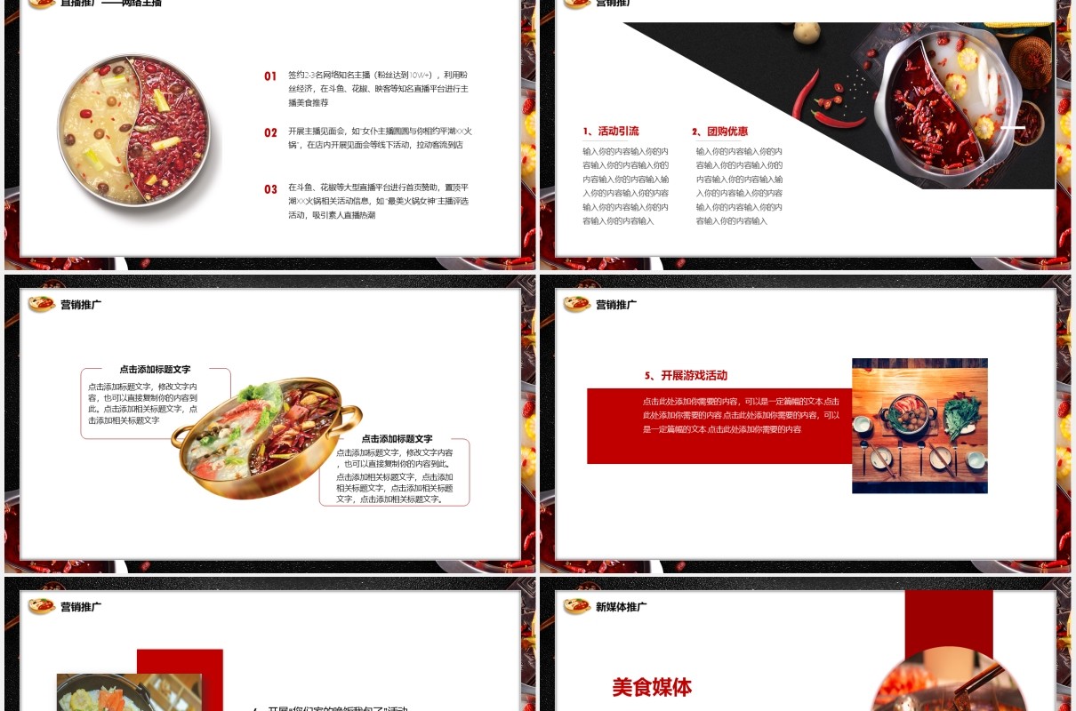 黑色餐饮美食手工老火锅商业计划书PPT模板