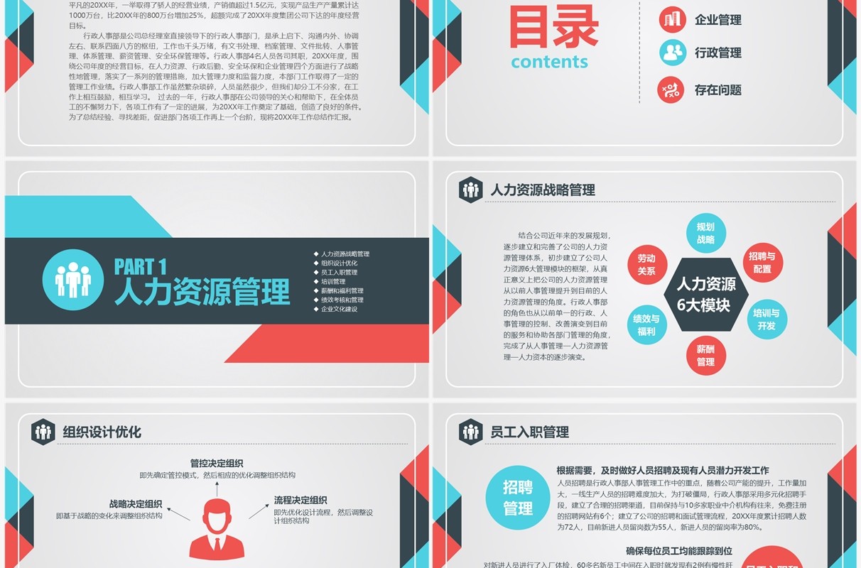 2022时尚炫彩人事行政部门年终工作总结汇报PPT模板