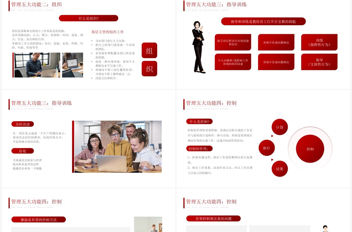红色商务风基层干部角色认知和能力提升PPT模板