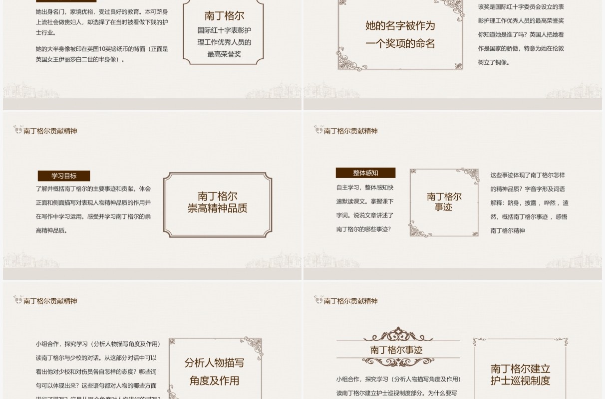 红十字表彰护理工作优秀人员南丁格尔贡献精神动态PPT模板