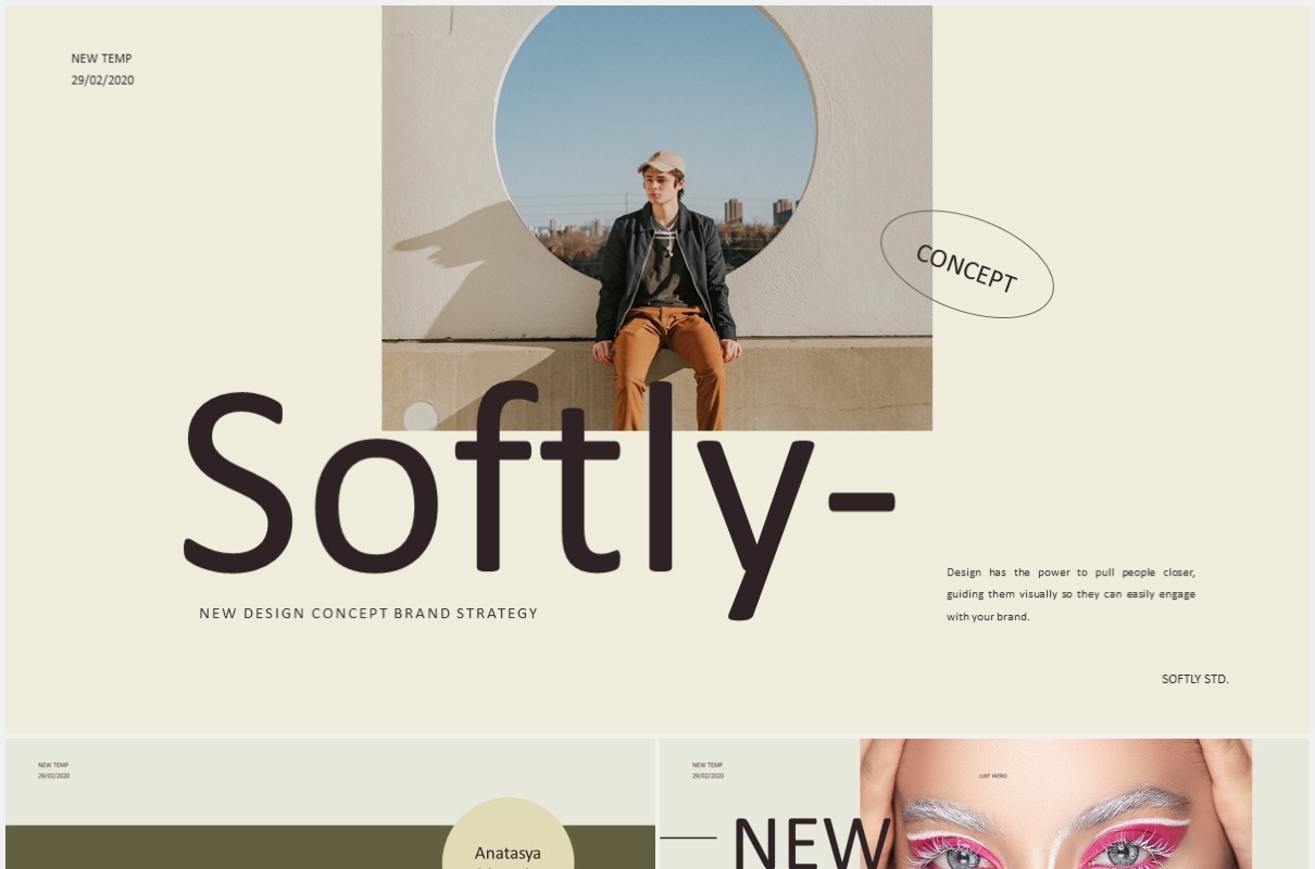 柔和企业公司电子画册宣传PPT模板softly lookbook style design powerpoint