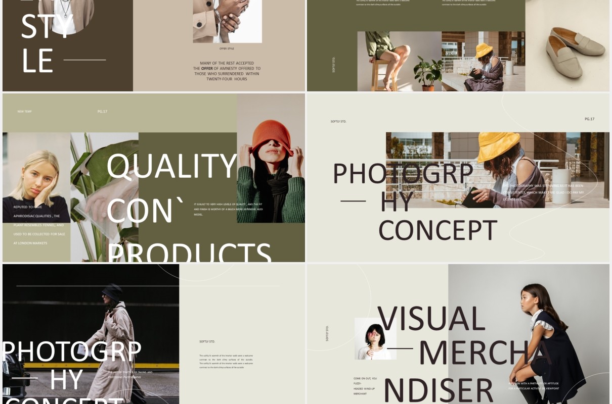 柔和企业公司电子画册宣传PPT模板softly lookbook style design powerpoint
