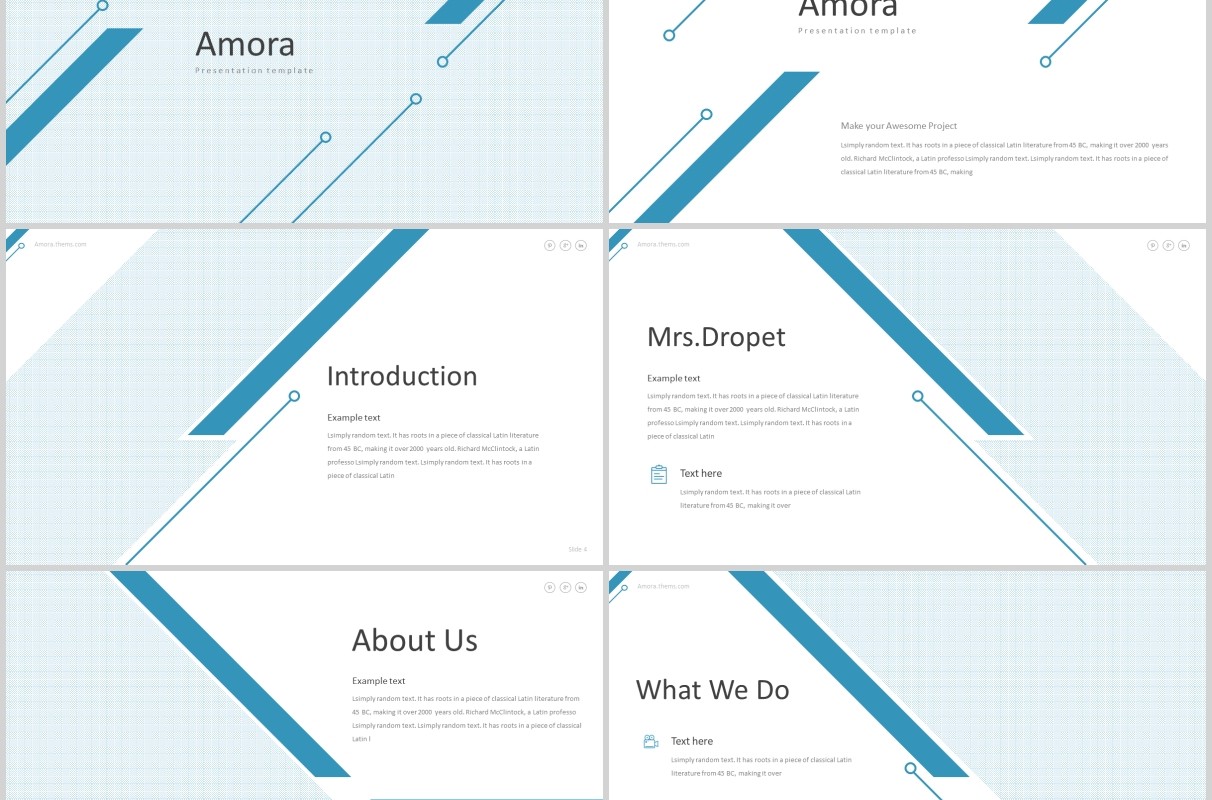 蓝色公司简介PPT模板版式设计amora powerpoint template