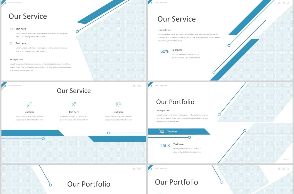 蓝色公司简介PPT模板版式设计amora powerpoint template