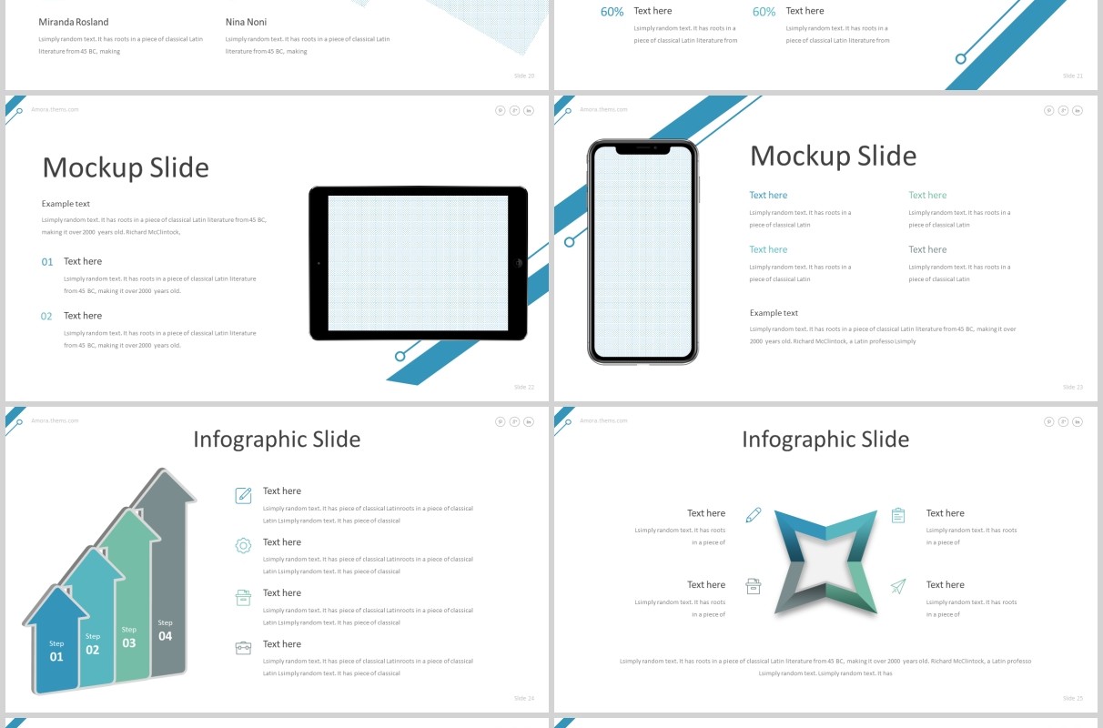 蓝色公司简介PPT模板版式设计amora powerpoint template