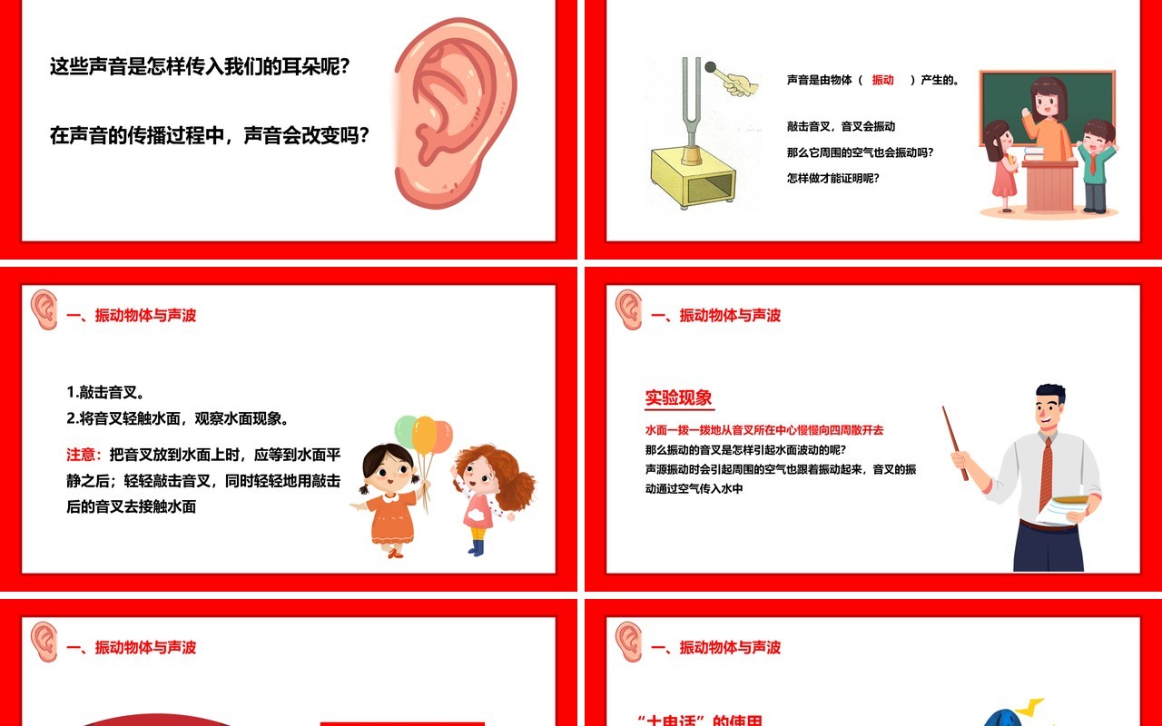 教科版四年级科学上册声音的传播课件PPT模板