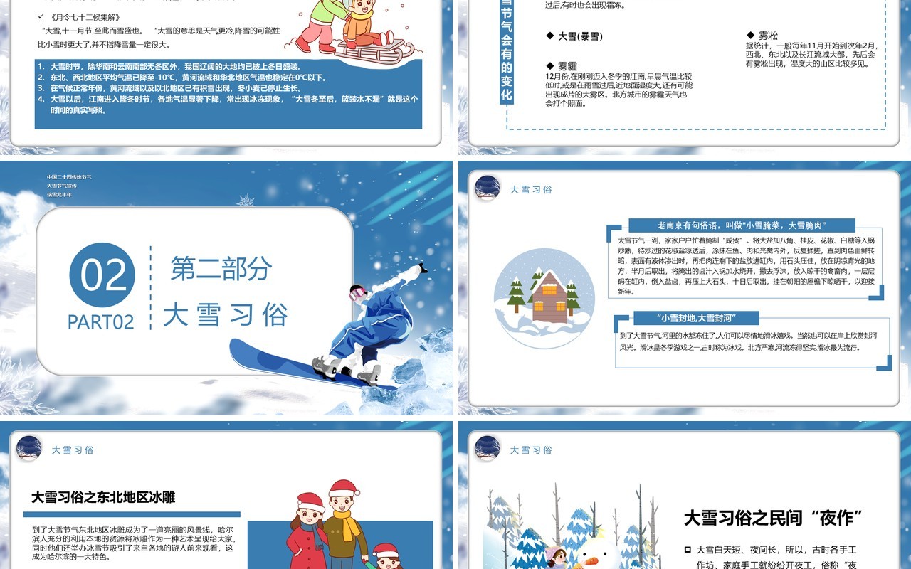 大雪时节节气宣传PPT模板