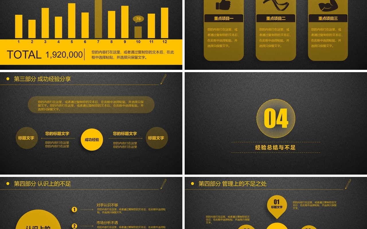 黑色黄色个人工作汇报总结ppt