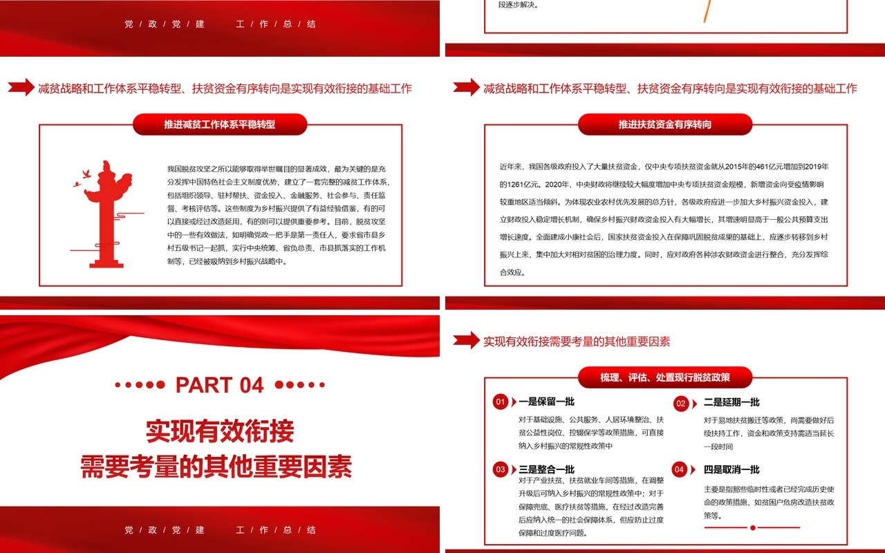 红色简约精准扶贫工作总结PPT模板