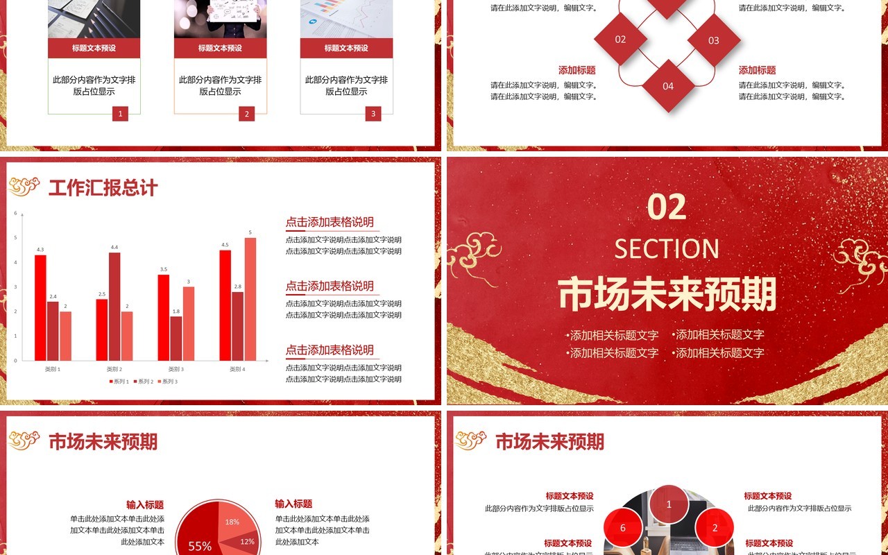 2021红色中国风企业年会公司新年工作计划报告通用PPT模板