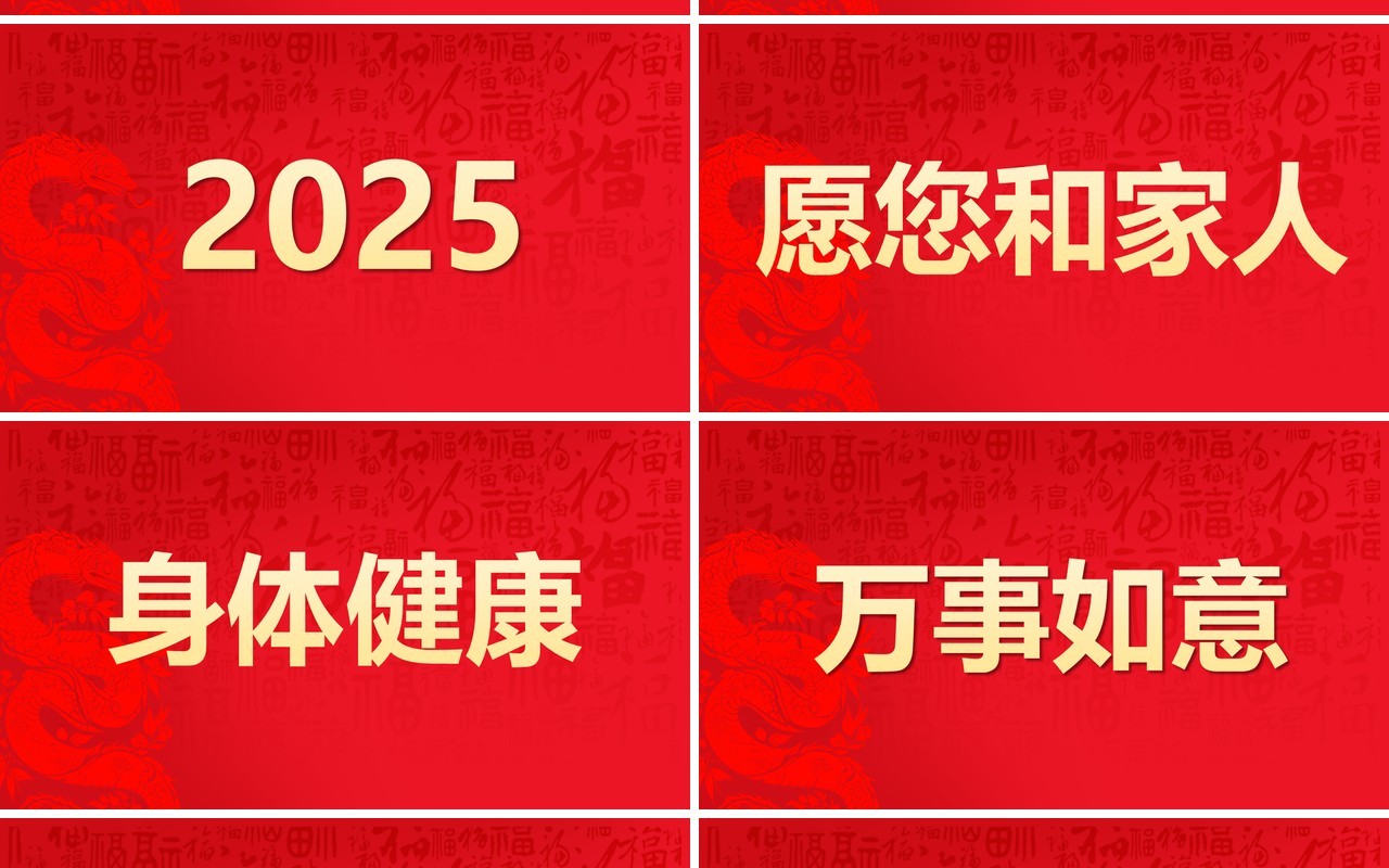 红色简约风2025蛇年拜年快闪PPT模版