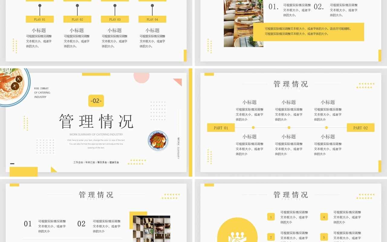 黄色简约风餐饮行业工作总结汇报PPT模板