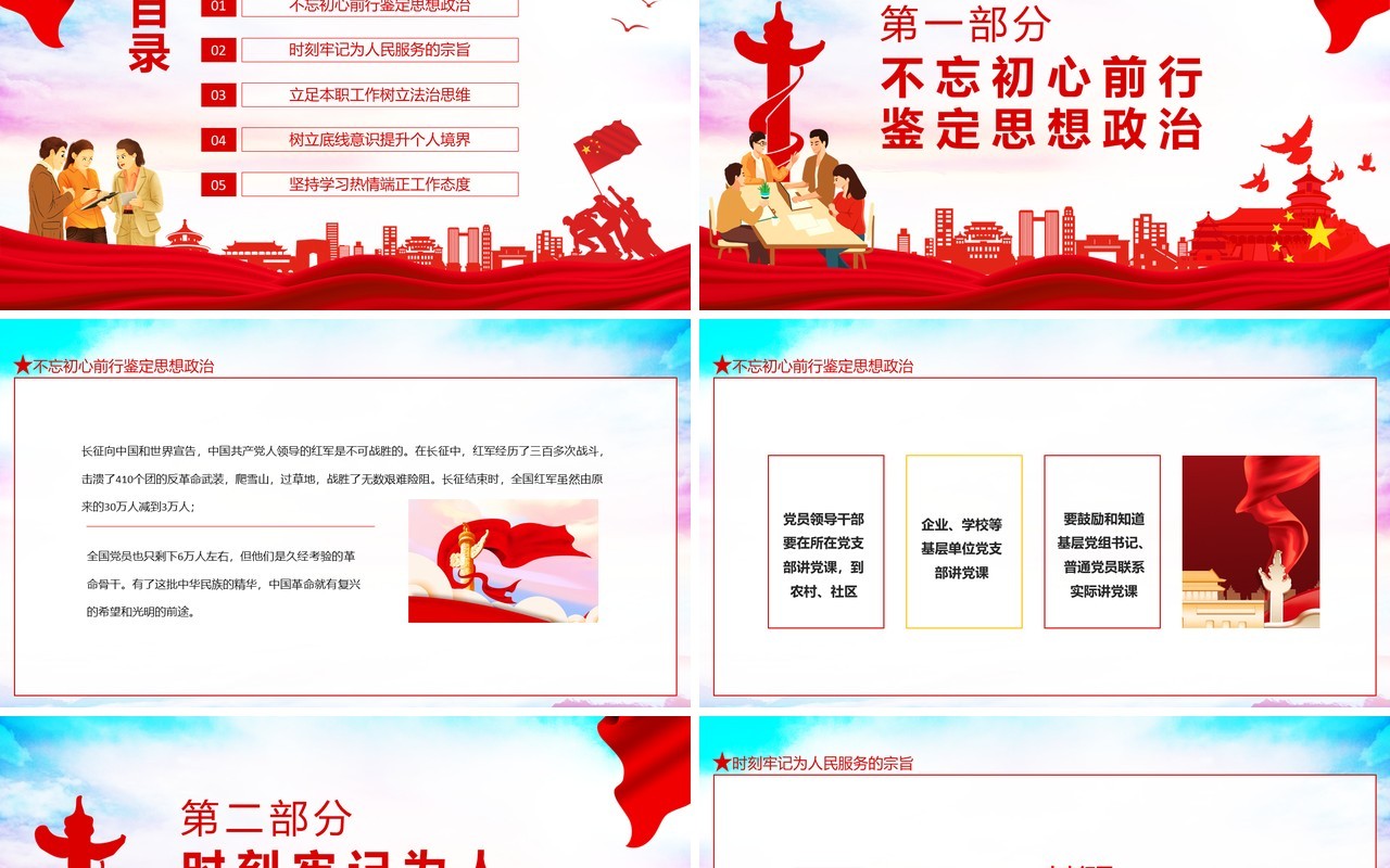 不忘初心继续前行公务员培训心得体会动态PPT模板