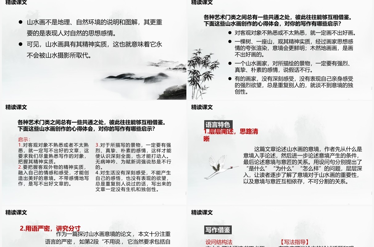 部编版九年级语文下册山水画的意境课件PPT模板