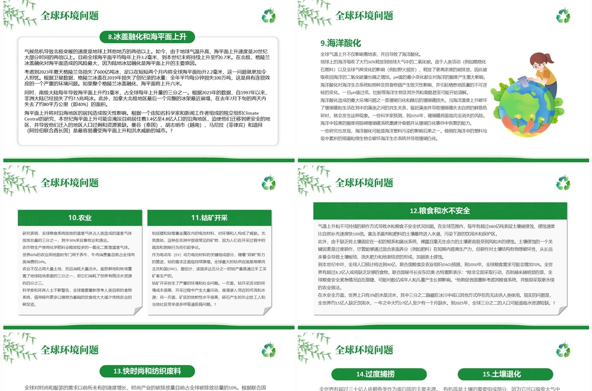 绿色简约清新风世界环境日介绍PPT模板