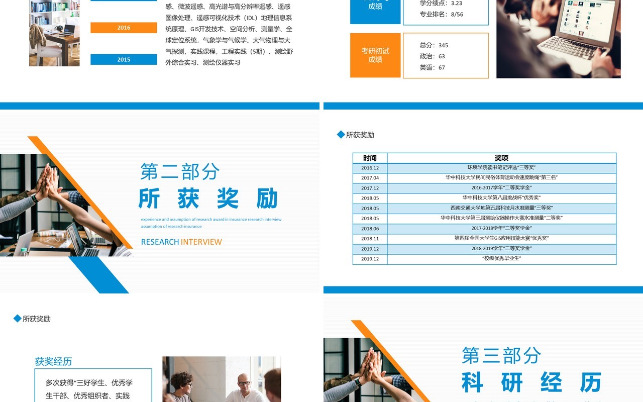 保研面试奖励科研经历及设想动态PPT模板