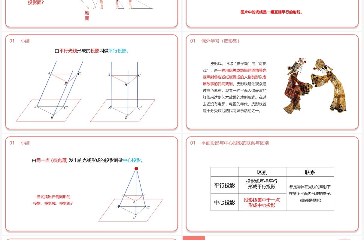 部编版九年级数学下册平行投影与中心投影课件PPT模板