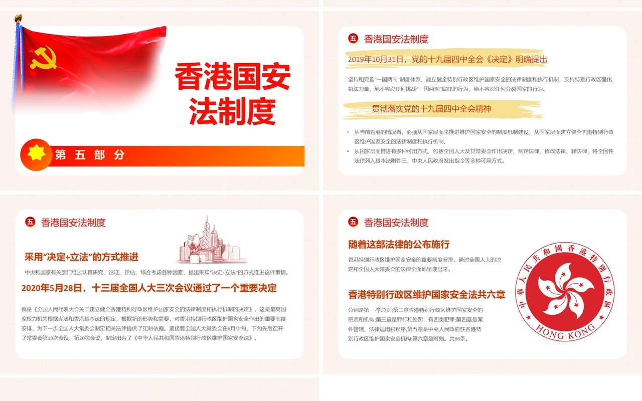 党政风香港回归24周年纪念日动态PPT模板