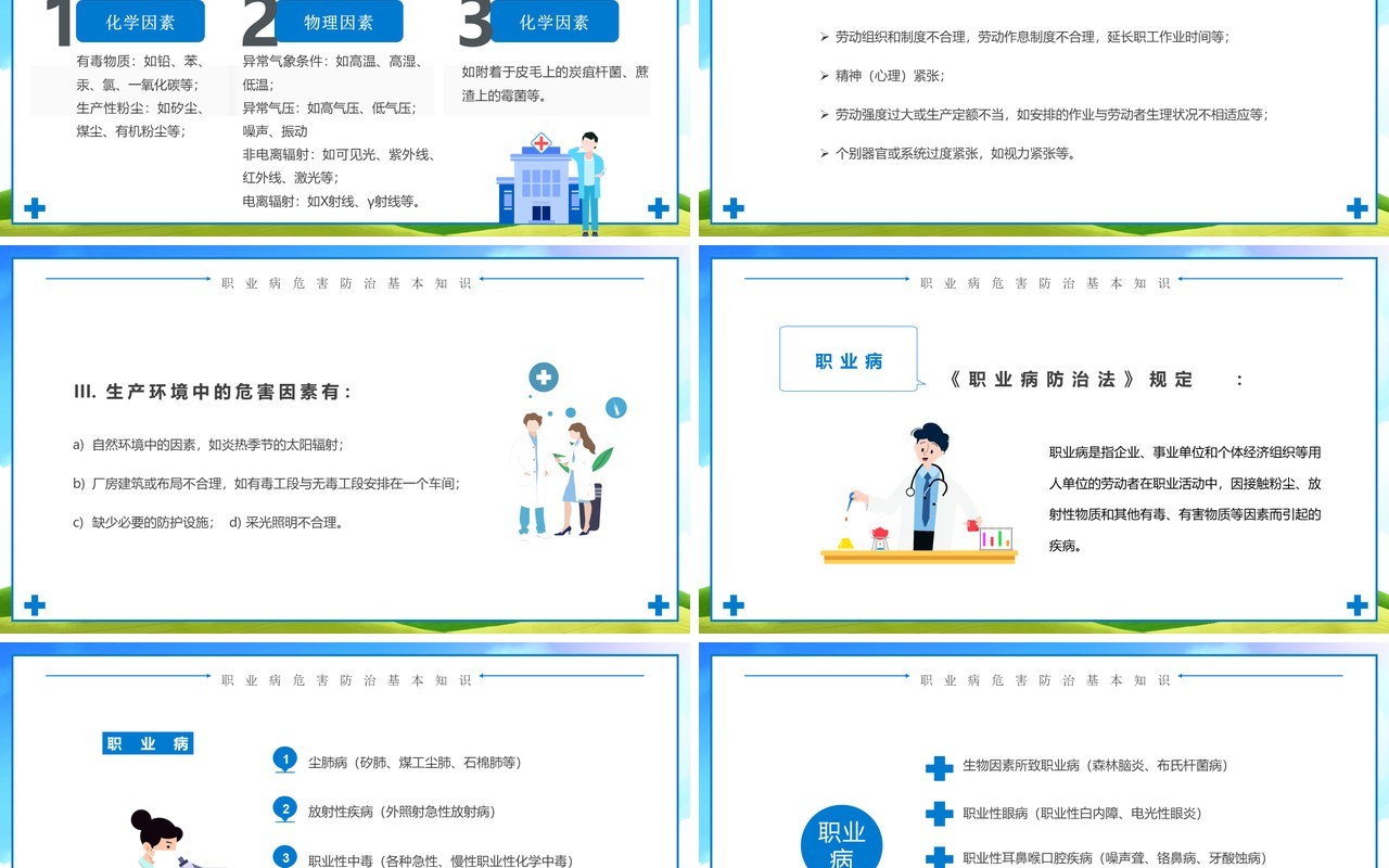 蓝色卡通职业病危害与防治PPT模板