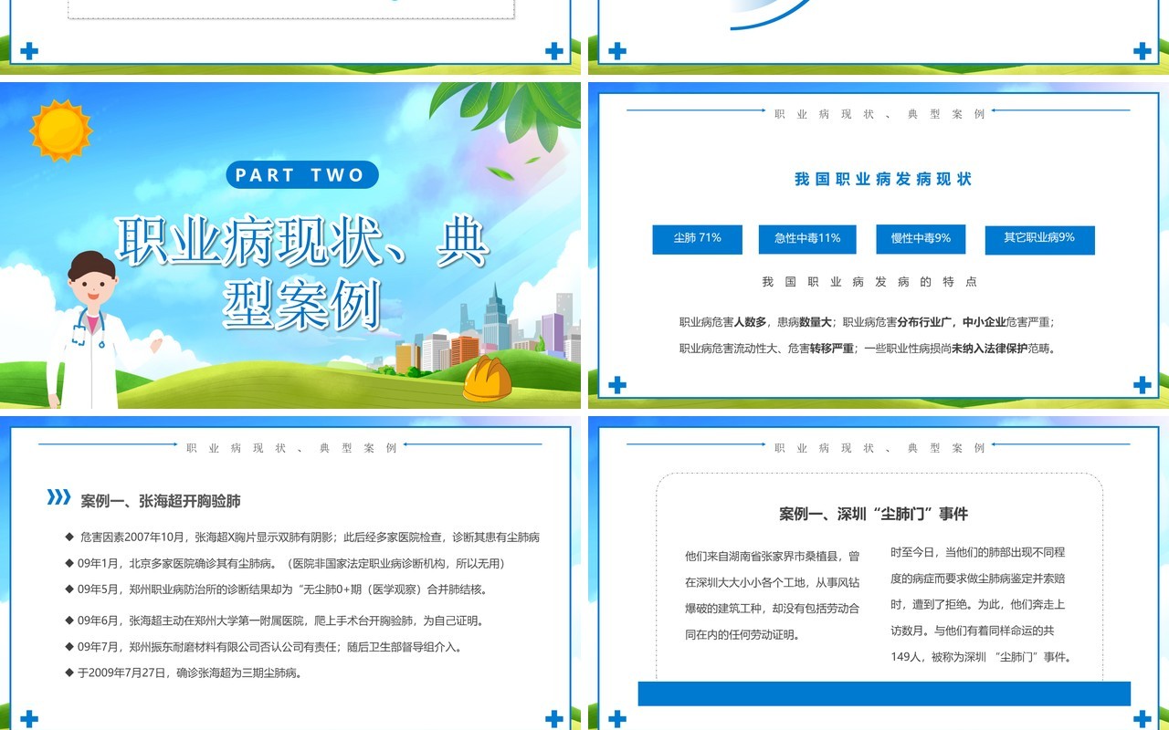 蓝色卡通职业病危害与防治PPT模板