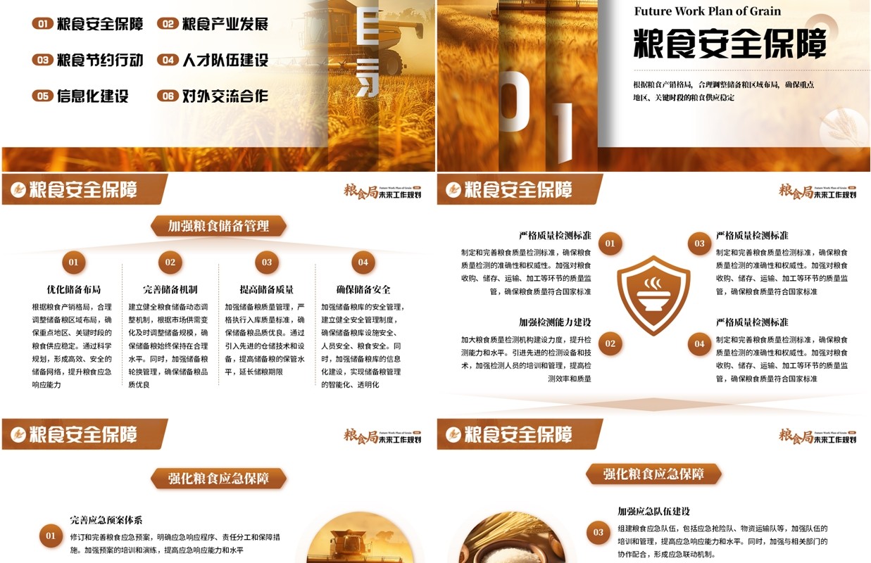 棕色简约风粮食局未来工作规划PPT模板