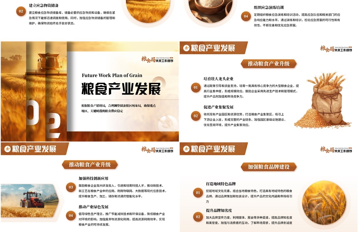 棕色简约风粮食局未来工作规划PPT模板