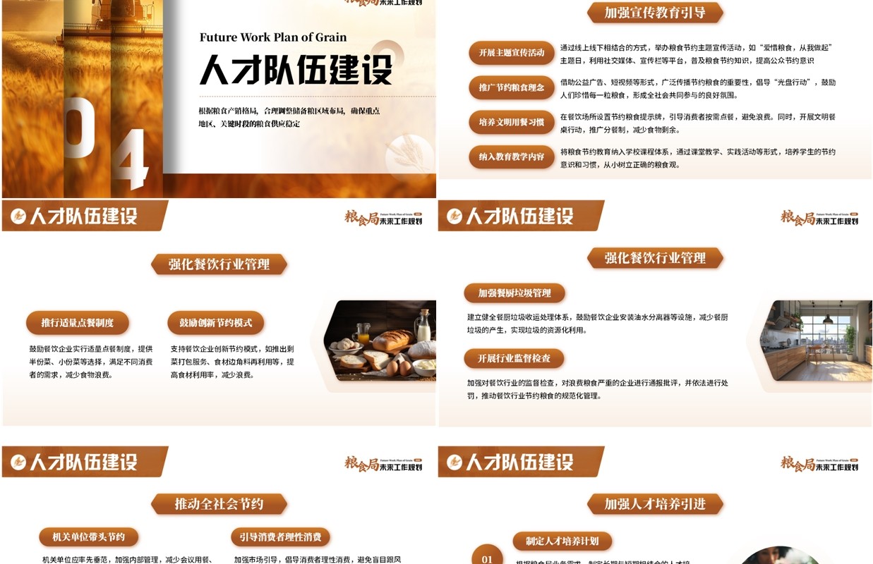 棕色简约风粮食局未来工作规划PPT模板