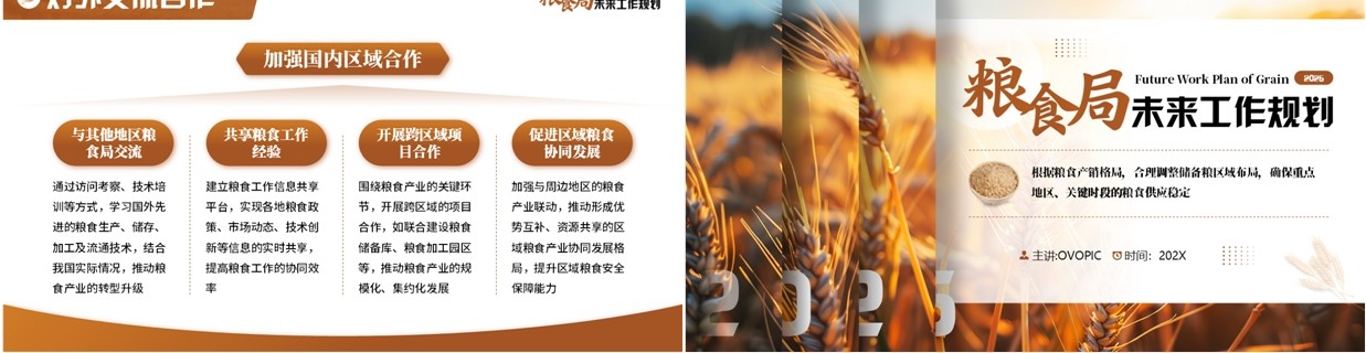 棕色简约风粮食局未来工作规划PPT模板
