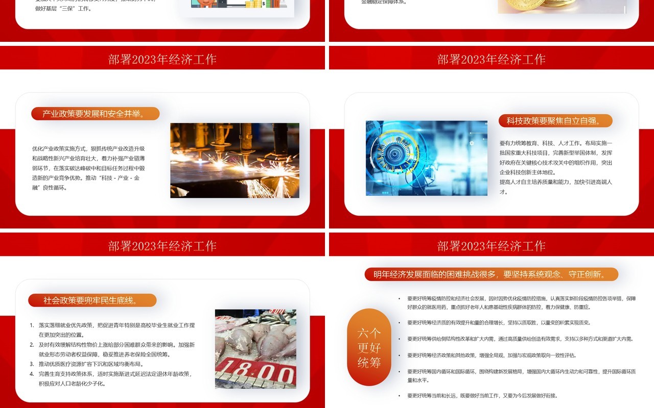红金简约风2023经济工作这么干专题经济会议PPT模板