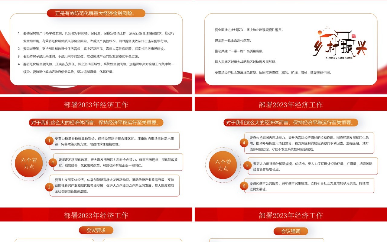 红金简约风2023经济工作这么干专题经济会议PPT模板